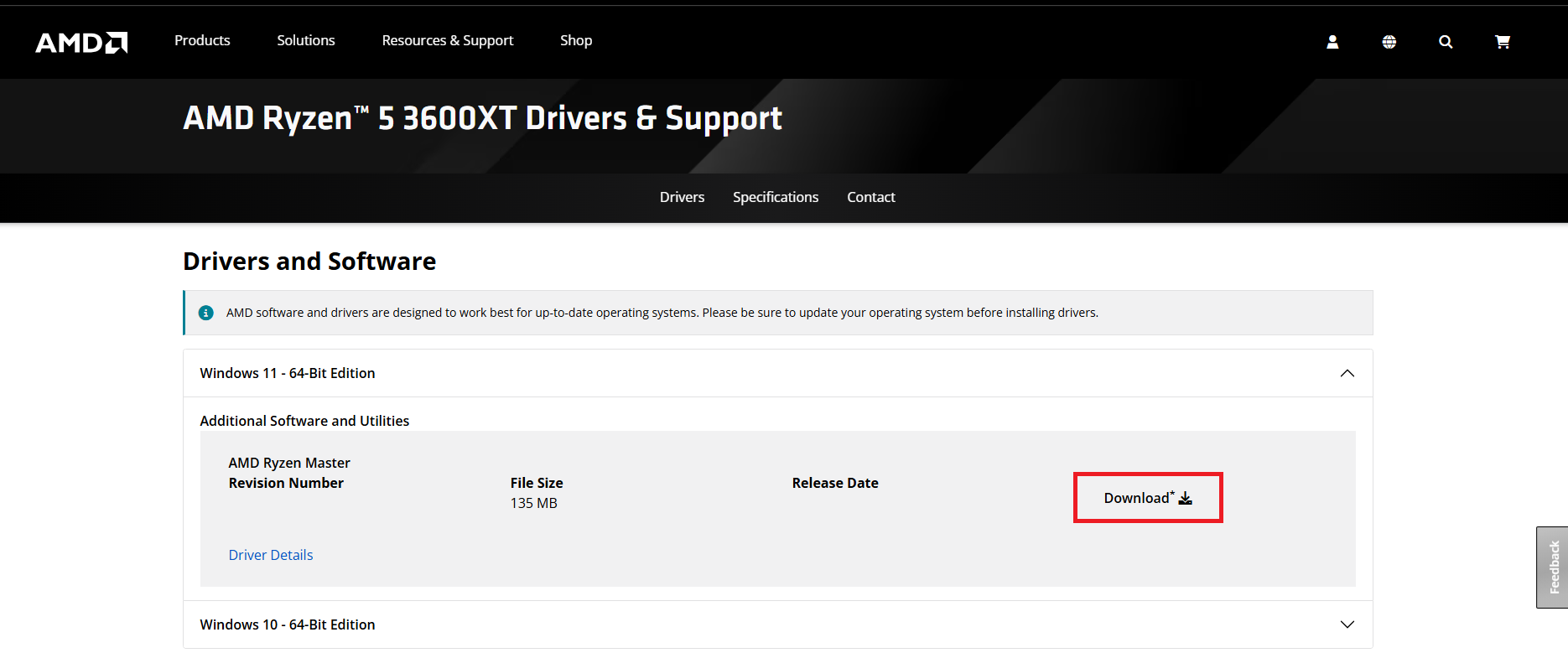 Find the driver you need and click Download