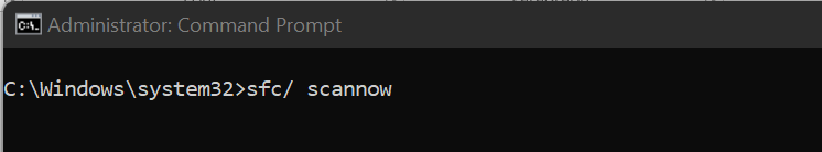 Next, type sfc/ scannow and press the Enter button