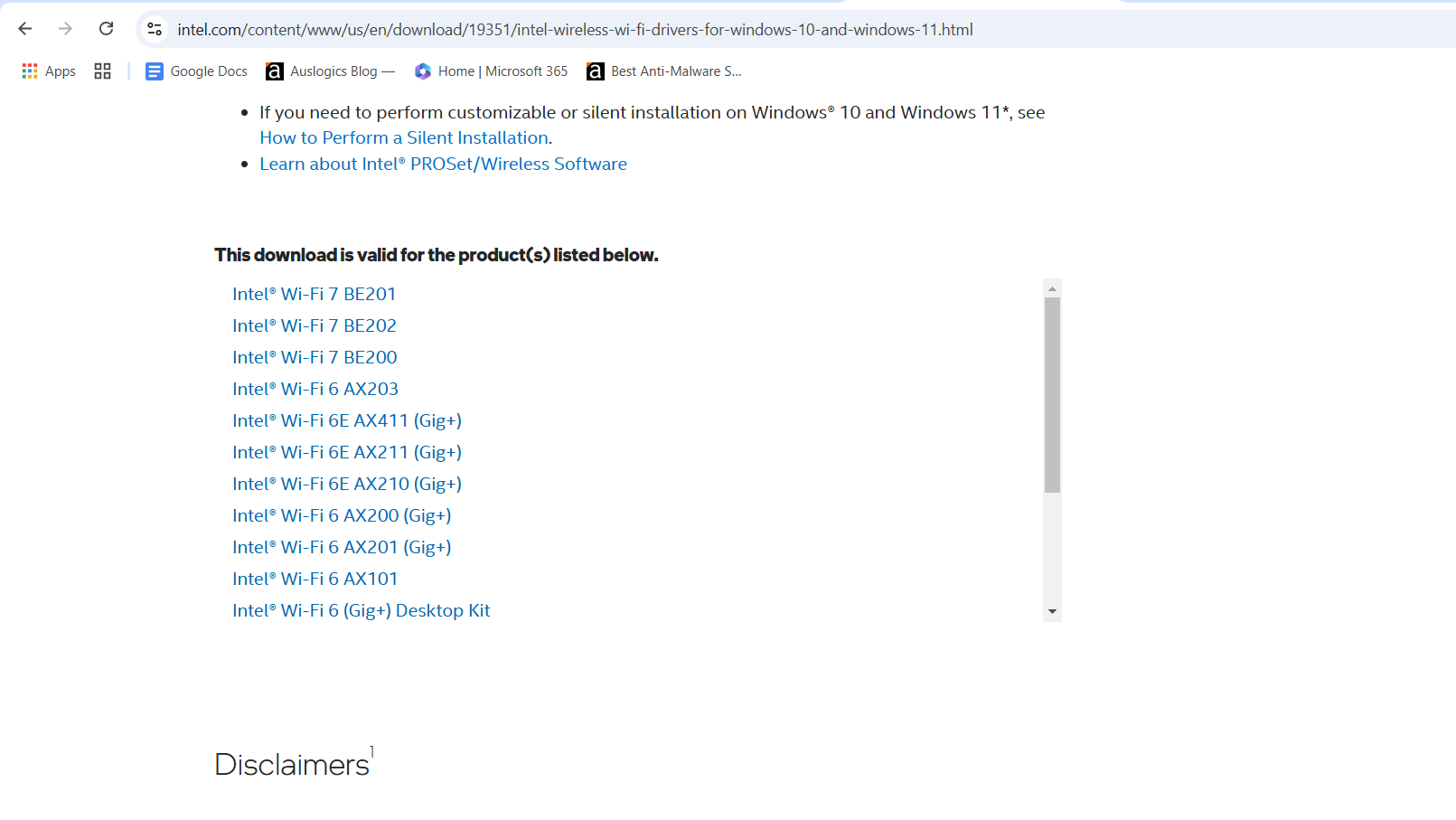 scroll to the bottom of the web page to the This download is valid for the product(s) listed below section and check if your wireless adapter is listed