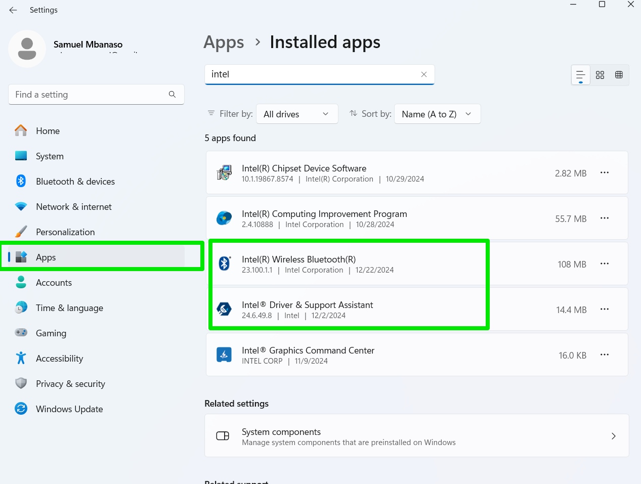 Go to the Settings app and select Apps. Click Installed apps if you're on Windows 11