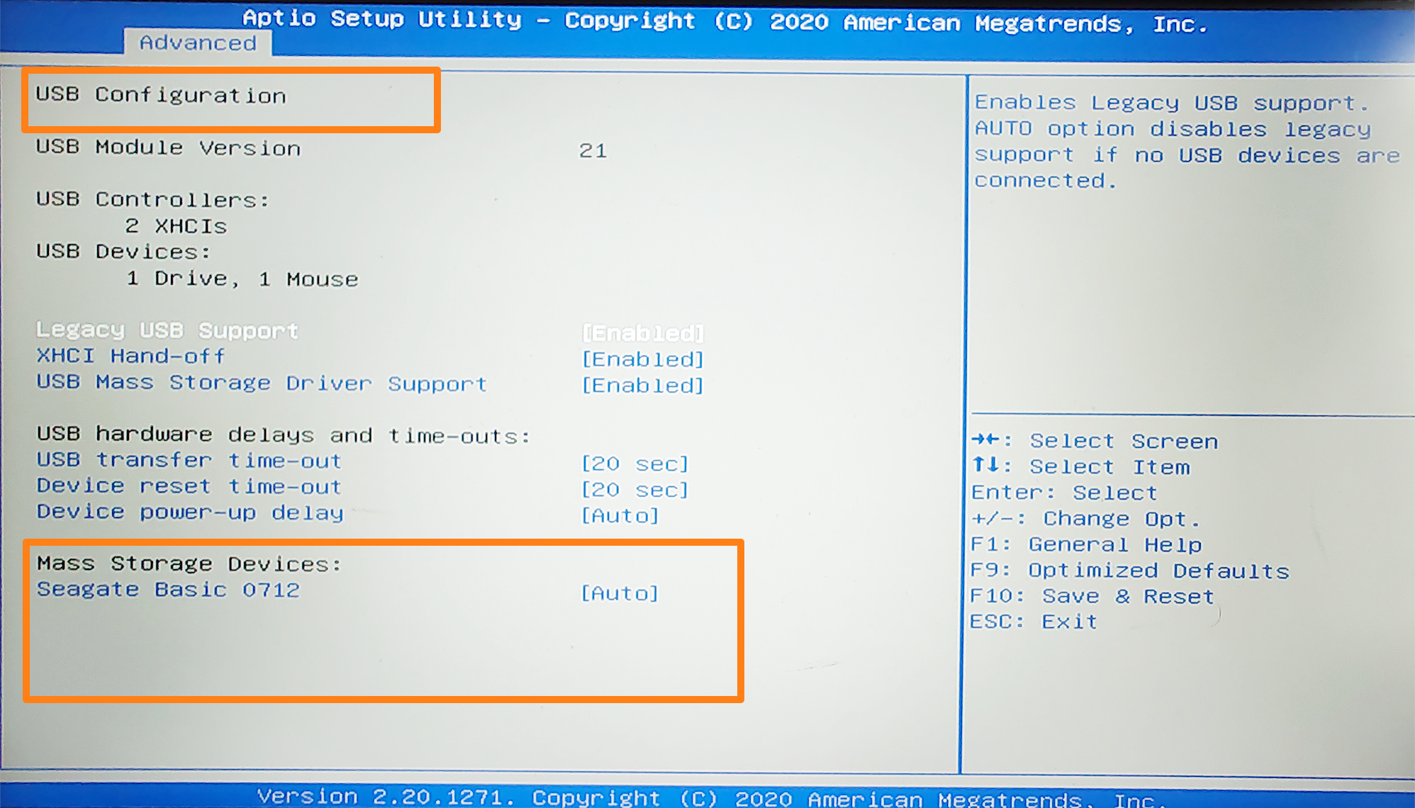 You can also check USB-related areas, such as USB configuration, to view external drives