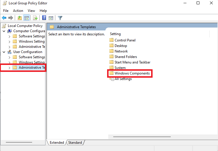 Double-click on Windows Components on the main window