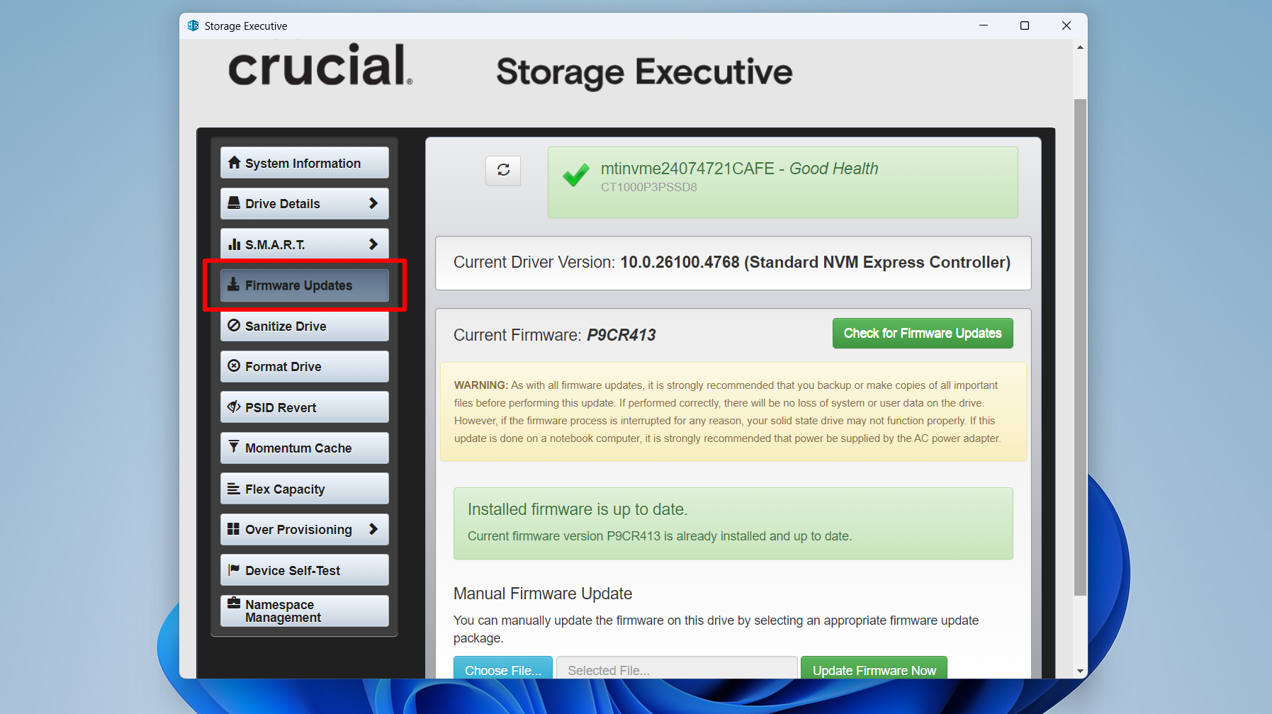 if you use a Crucial SSD, you can install the Crucial Storage Executive, while Samsung Magician works for modern Samsung SSDs