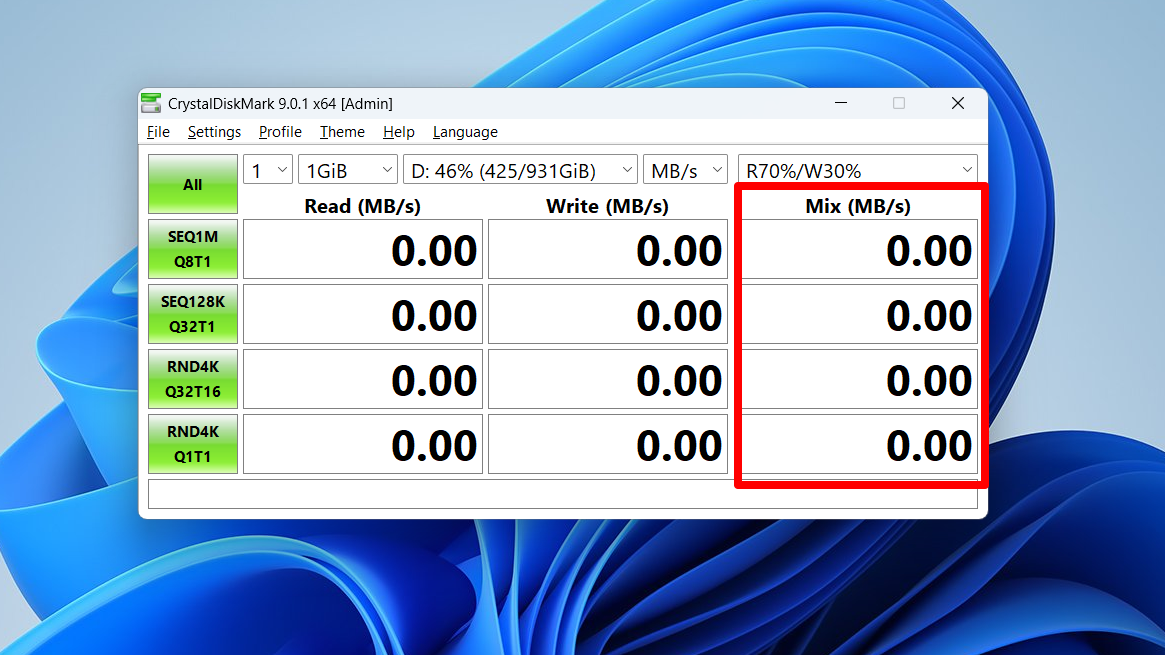 Mix: Includes a third performance measurement that indicates a mixture of read/write performance per second. It is available for every profile
