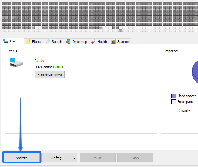 Once you launch the program, click the Analyze button