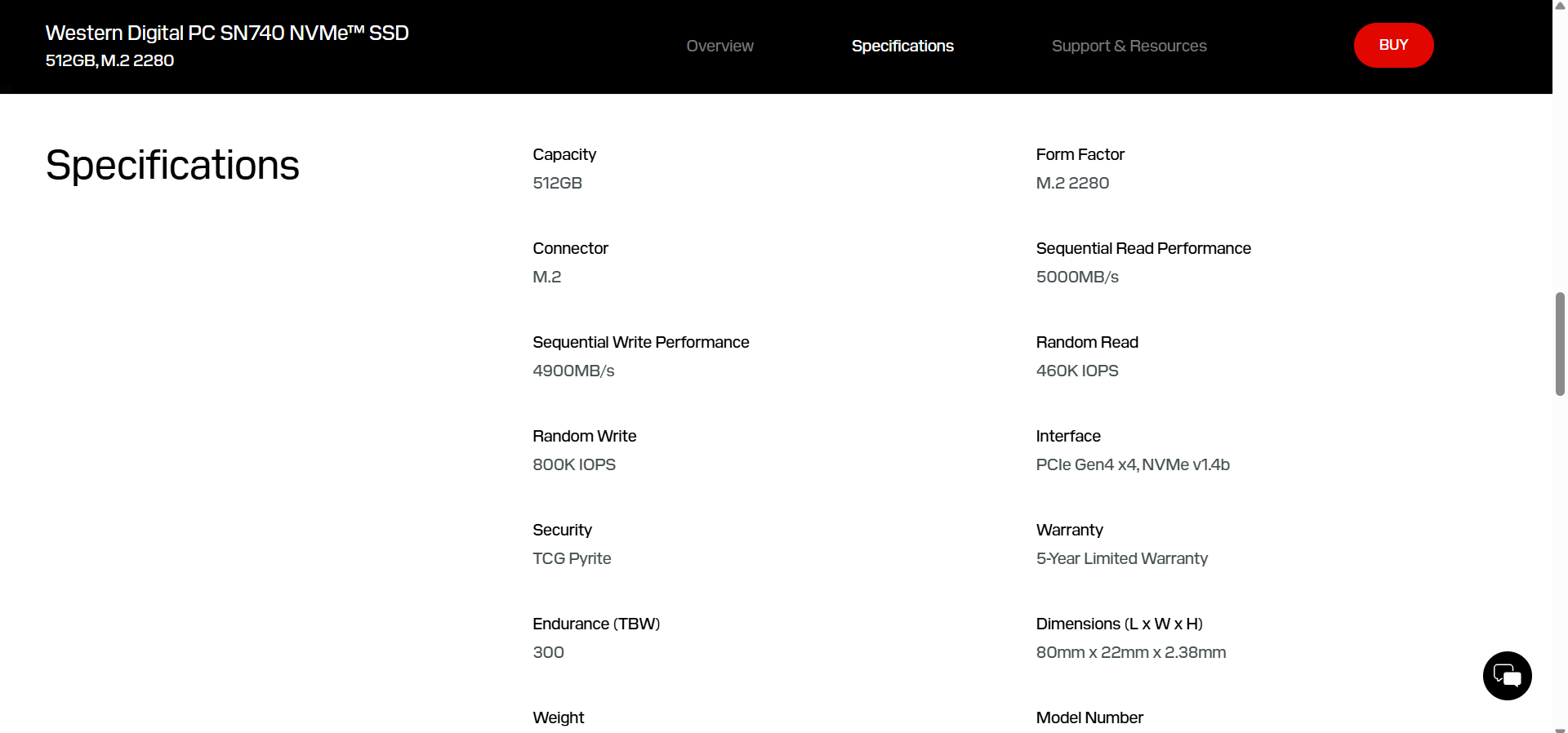 Click the link and locate the drive’s official specifications