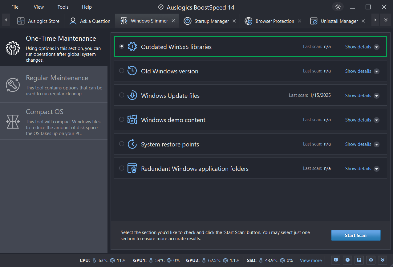 Windows Slimmer Analyzes built-in Windows components