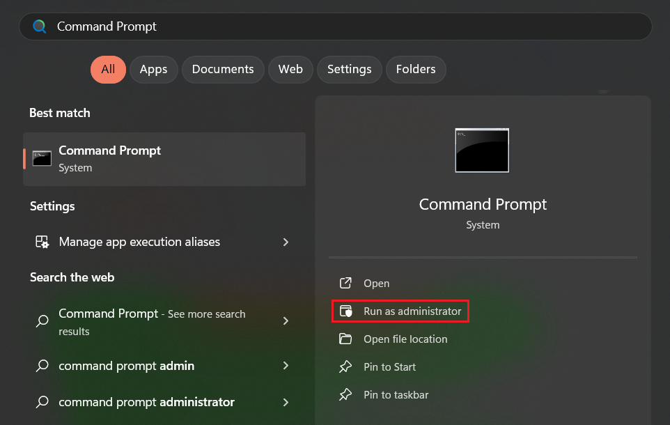 Open an elevated Command Prompt