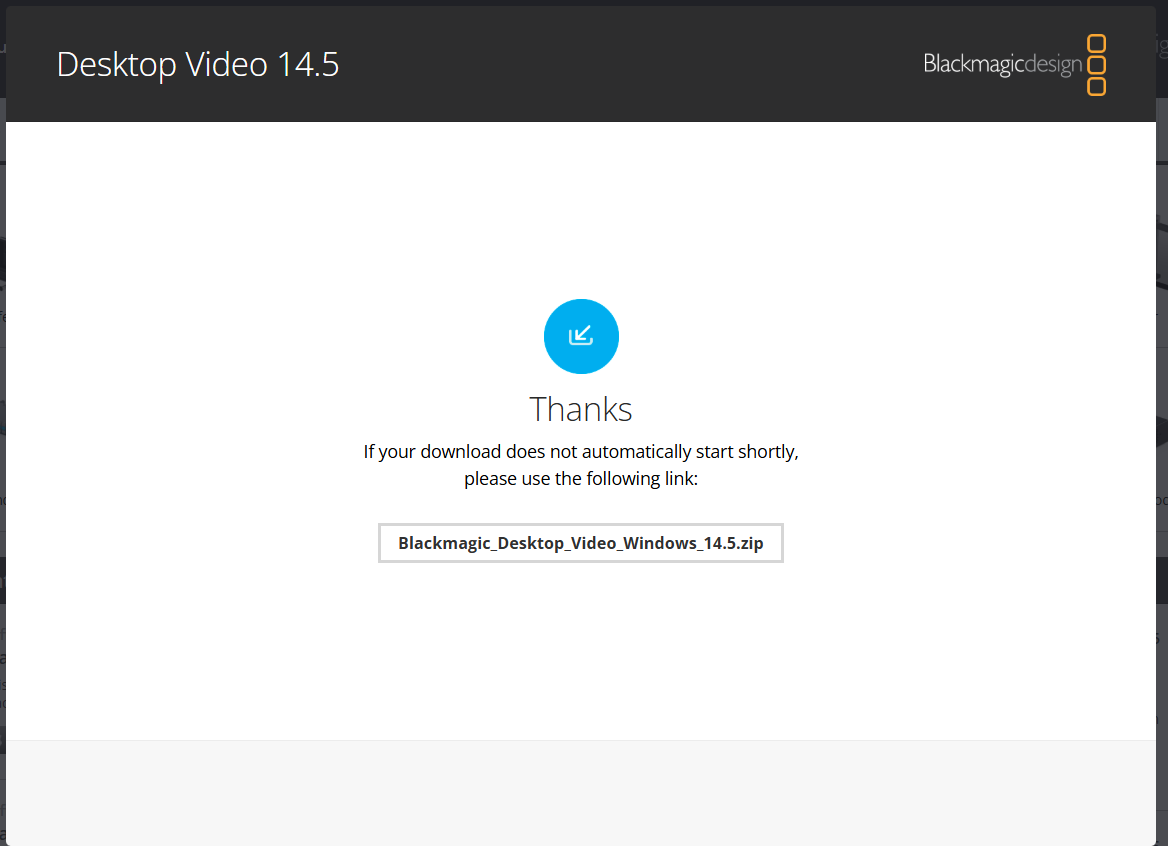 Click the link on the Thanks pop-up