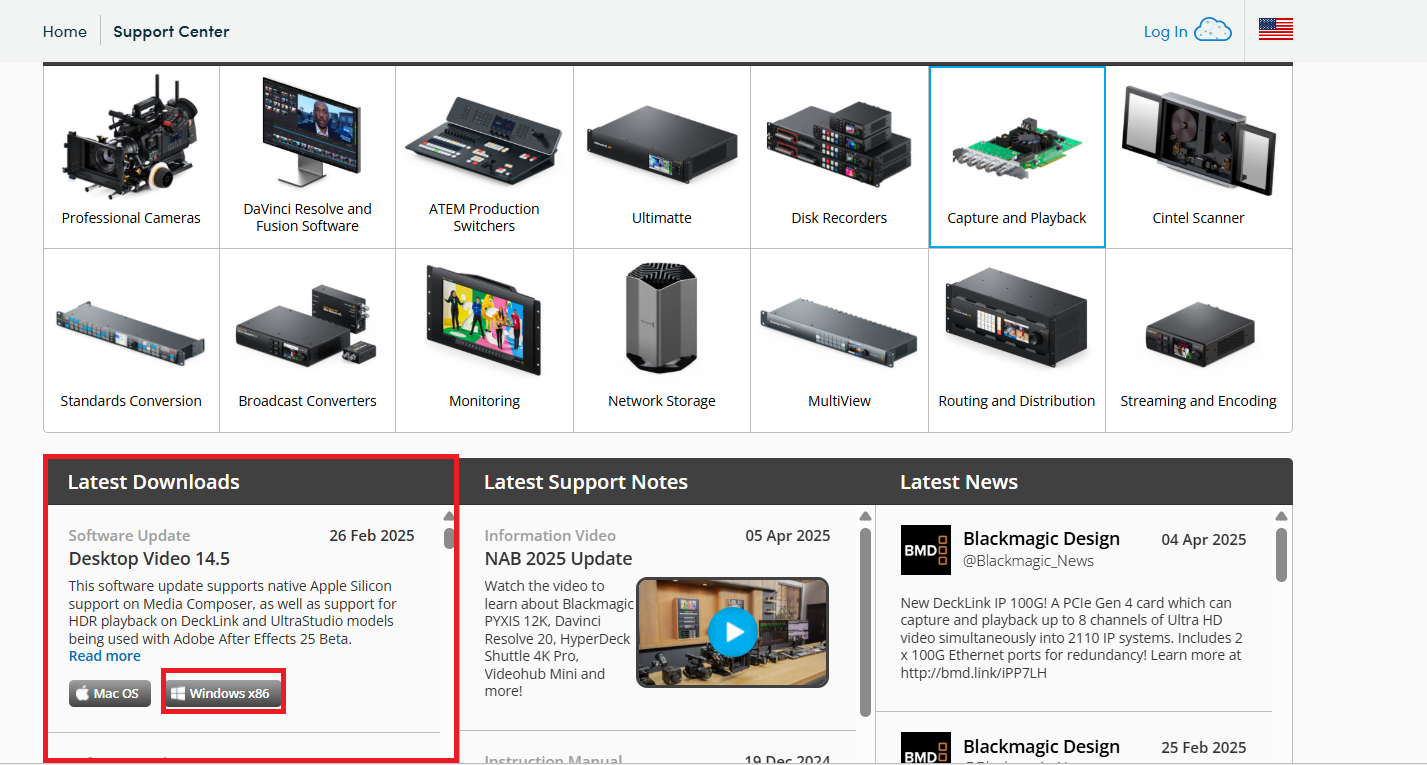 Click the Windows x86 button on the latest version of Desktop Video