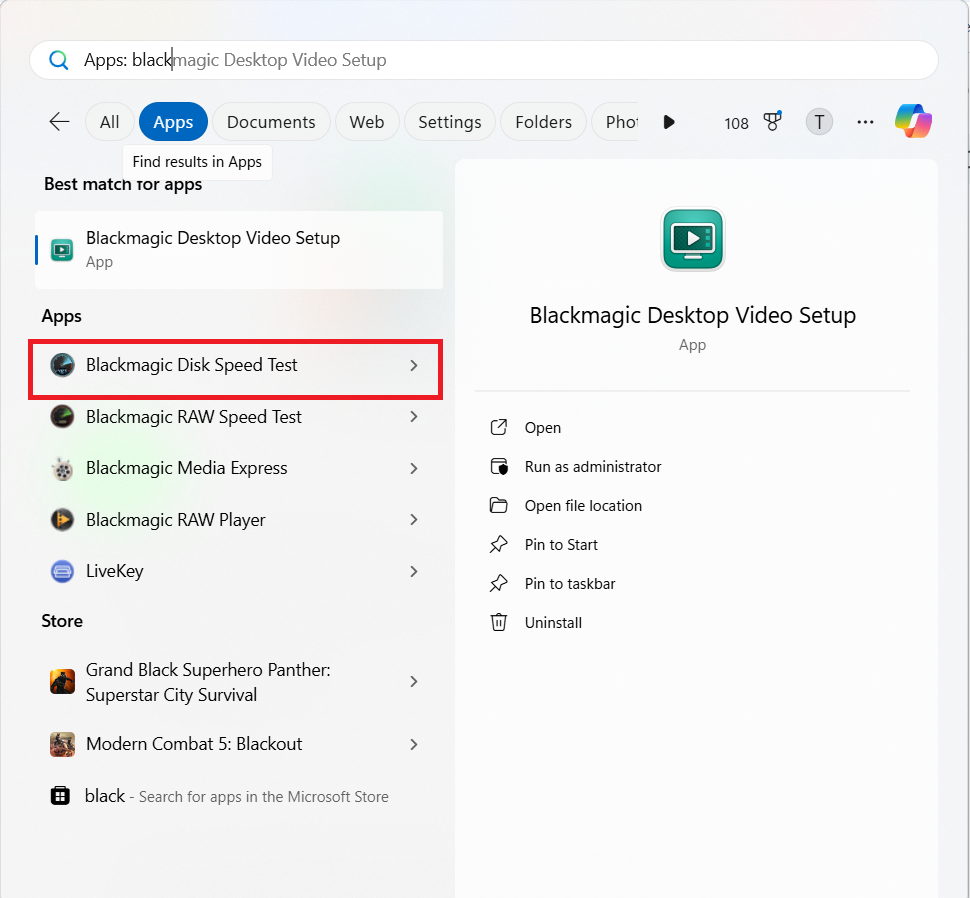 Switch to the Apps tab