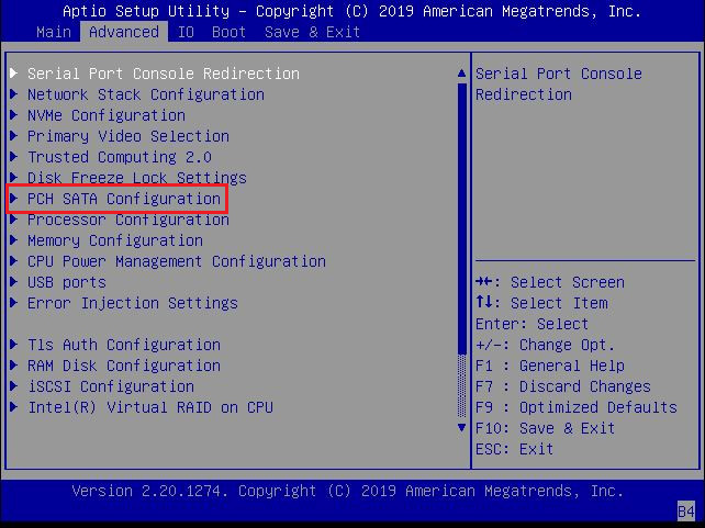 Open the Storage/SATA Configuration/NVMe Configuration (or similarly named) menu