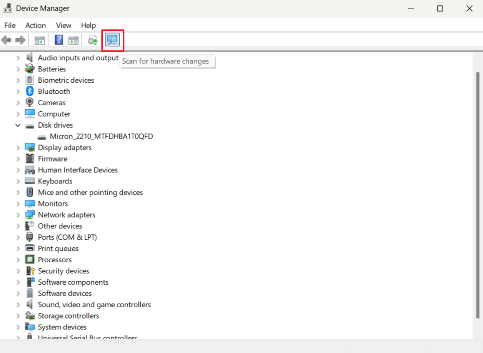 If you see your SSD here, click Scan for hardware changes and update storage and chipset drivers