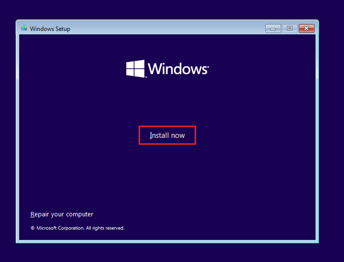 Boot from the USB, select your language, time and currency, and keyboard format, then click Install now