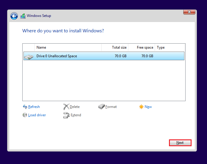 Select your SSD and click Next