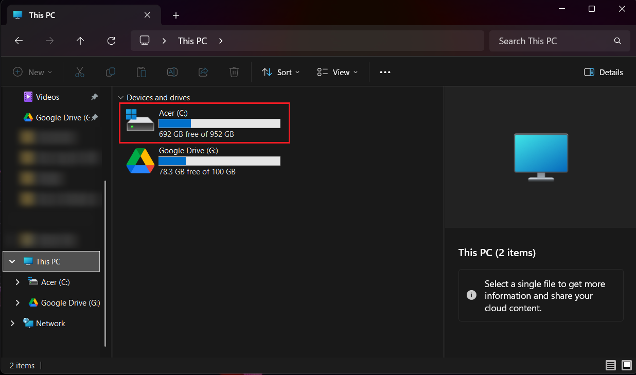 Open File Explorer → This PC and check the drive letter (you assigned it in Disk Management) and free space