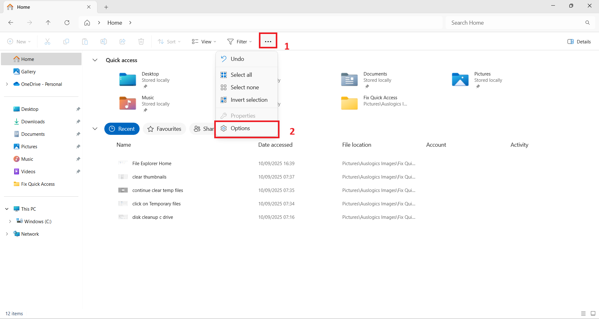 Click the three dots at the top of the page