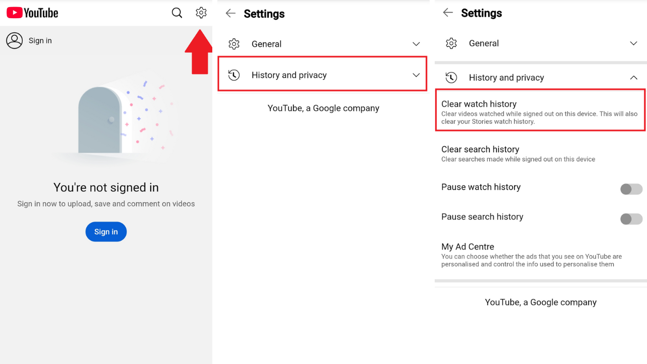 Tap on Clear watch history