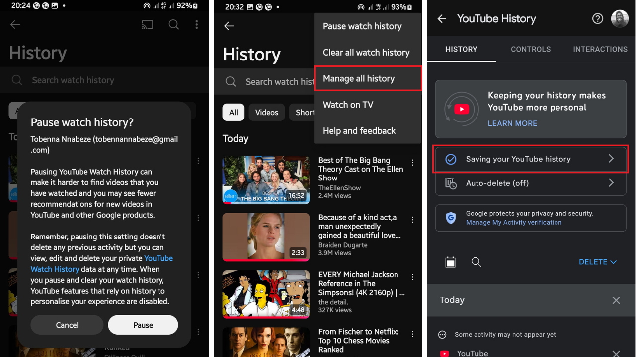 Tap on the Saving your YouTube history option