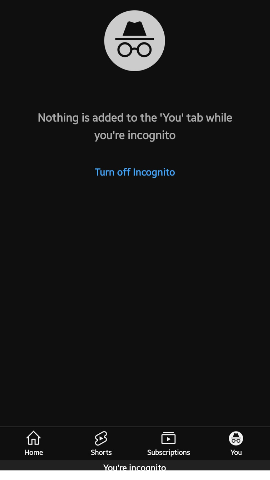 Turn off incognito