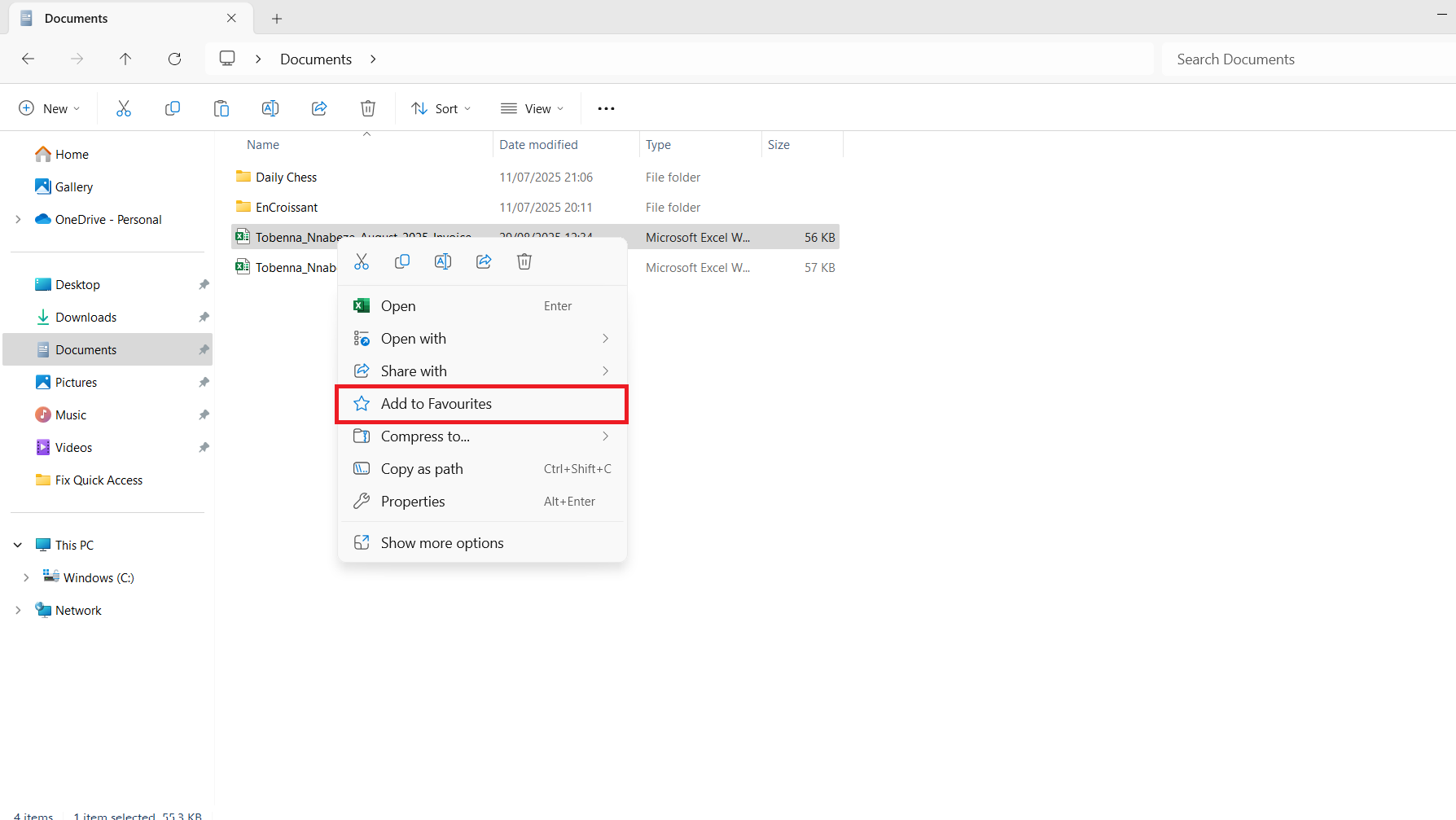 ight-click on it and click on Add to Favorites in the context menu