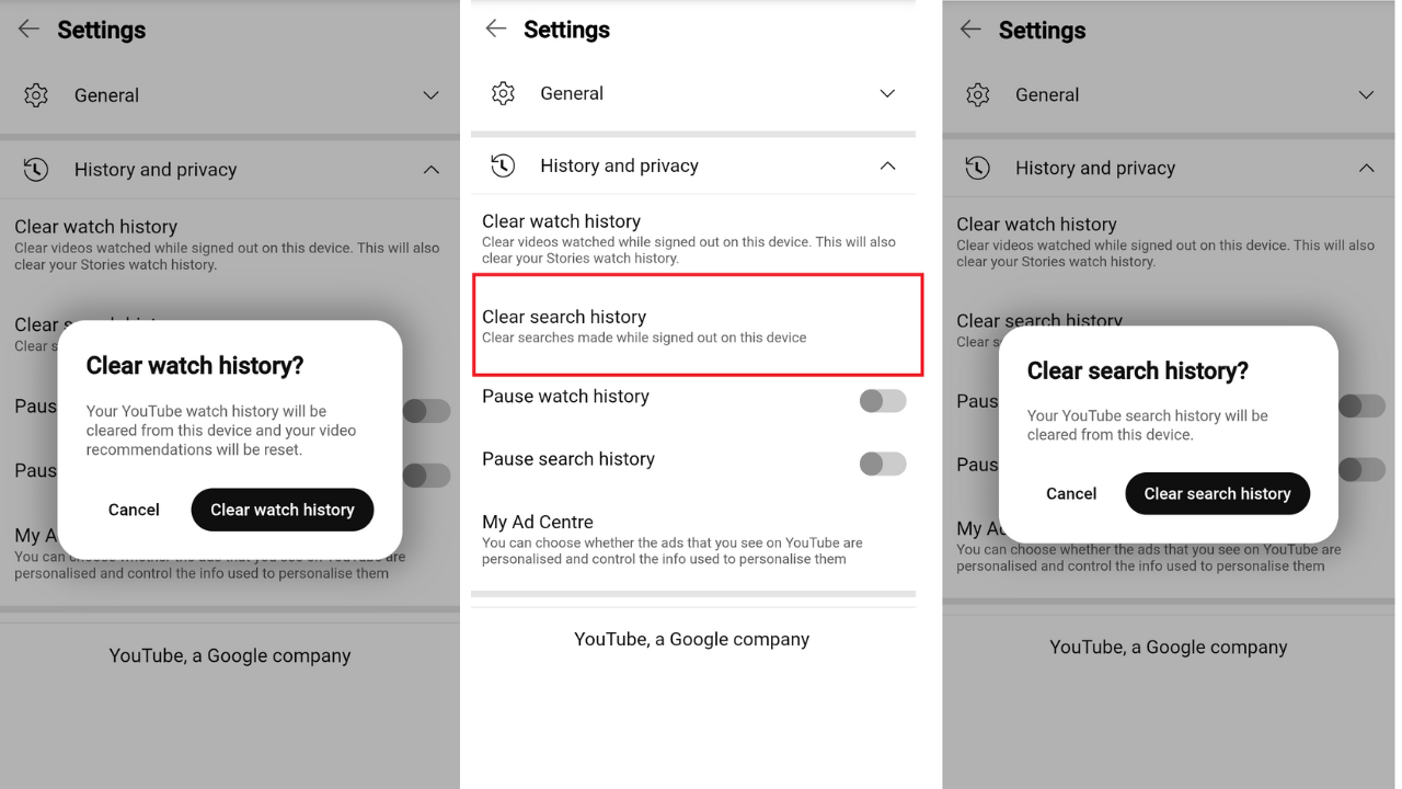 Tap the Clear search history button