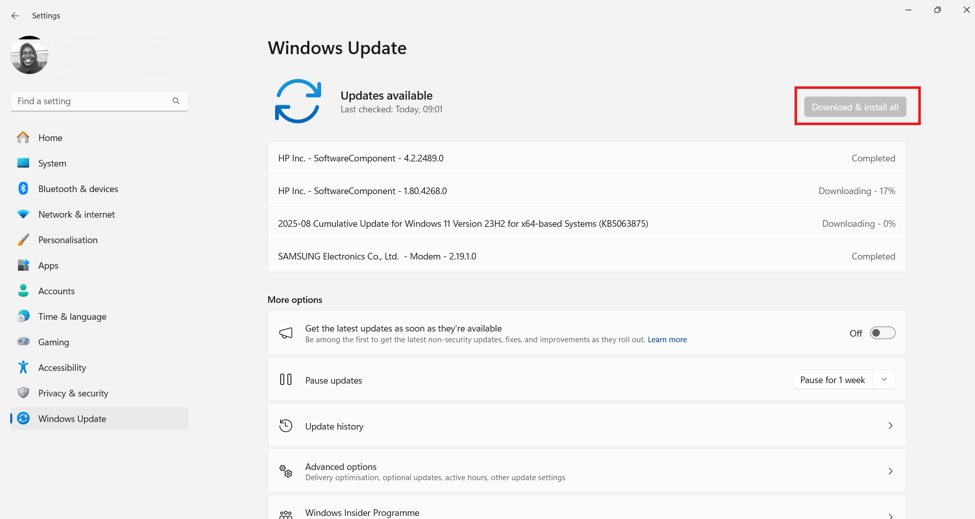 go ahead and click the Download and install all button