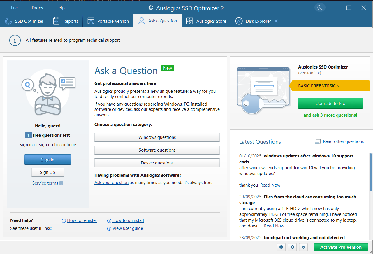 Click on the Ask a Question tab