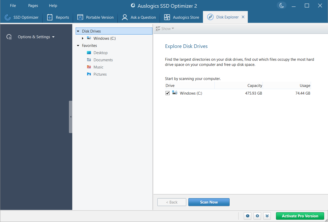 Click on the Disk Explorer tab in the left pane and click the Scan Now button