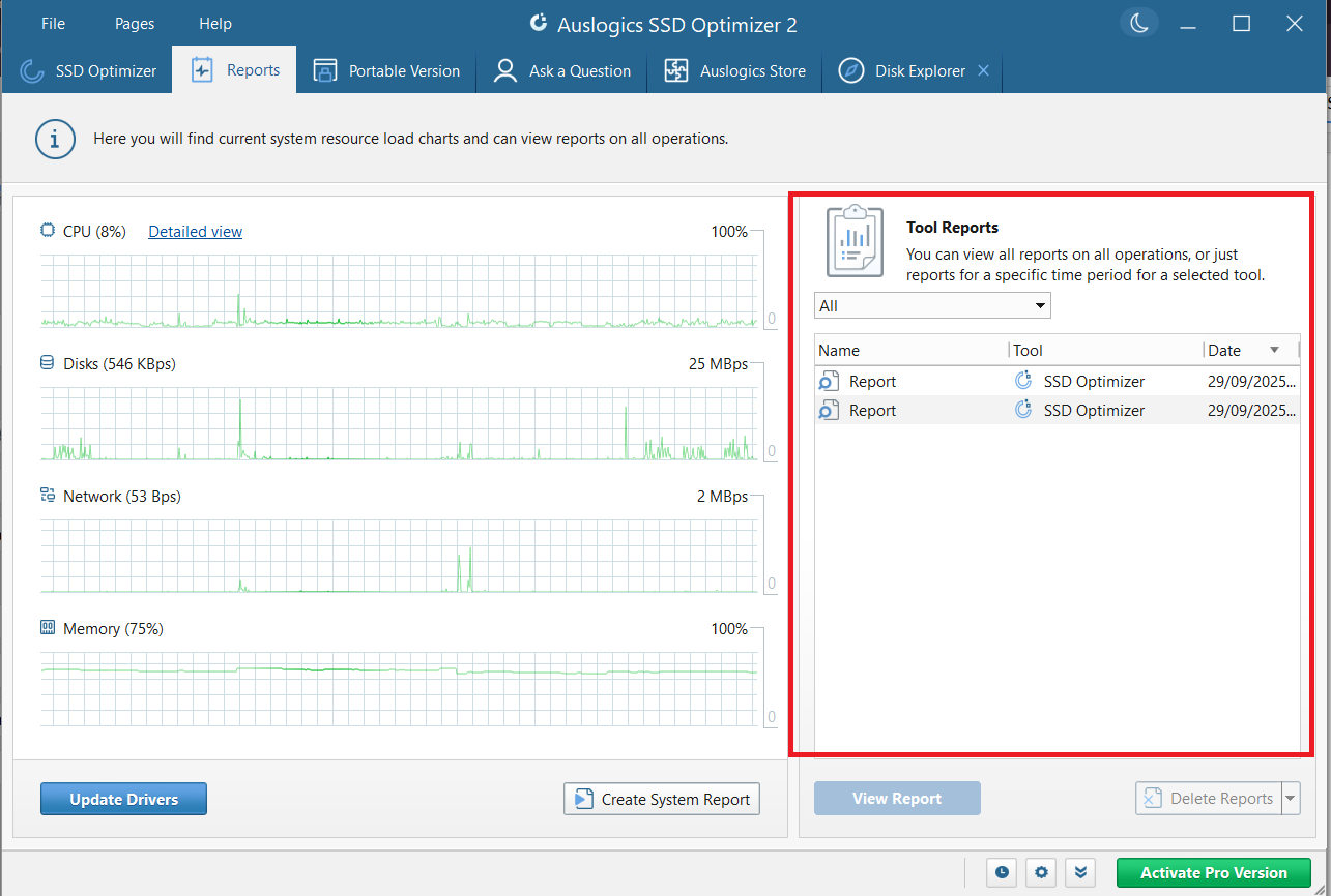 Every optimization session generates a report