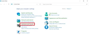 Ensure view by is set to Category. Then click on Hardware and Sound